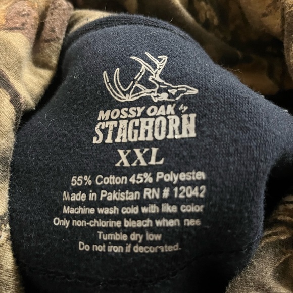 Mossy Oak Staghorn Hoodie Dark Navy Blue/Camouflage inside hood - Picture 2 of 2